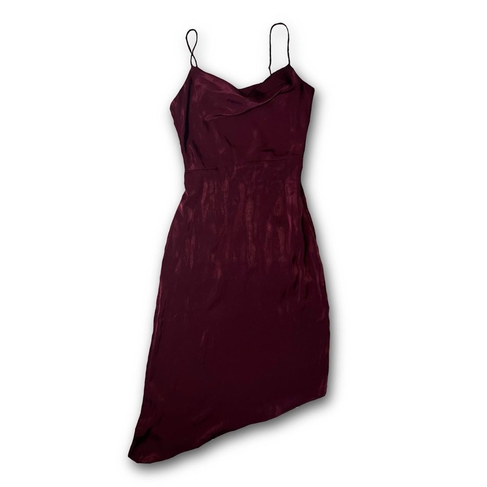 Wine red asymmetrical midi dress NWT S